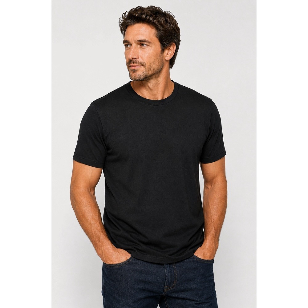 Robert Barakett Pima Cotton Black Luxury Crew Neck T‎ Shirt XXL Minimalist
